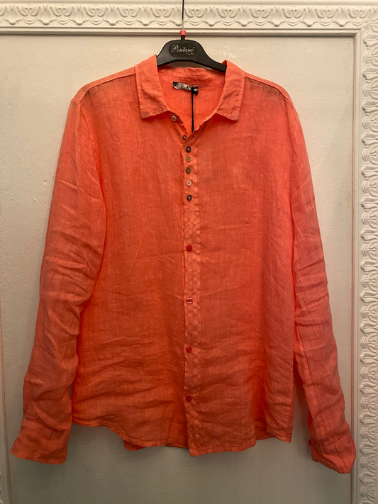 Camicia in lino salmone