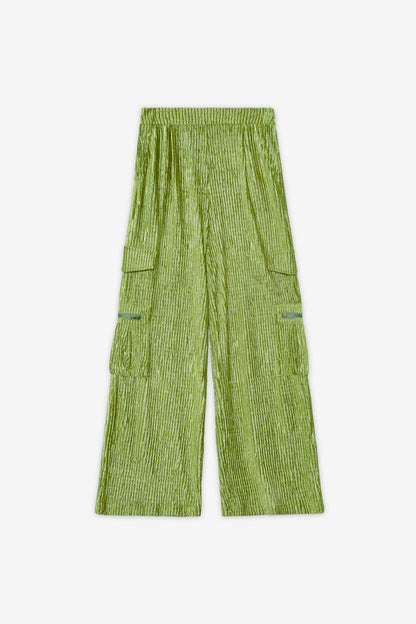 Pantalone cargo velluto lime